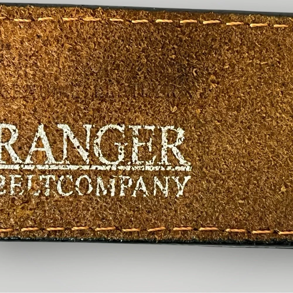 Ranger Belt Company Black & White Calf Hair On Leather Belt Size 32-34 NO BUCKLE